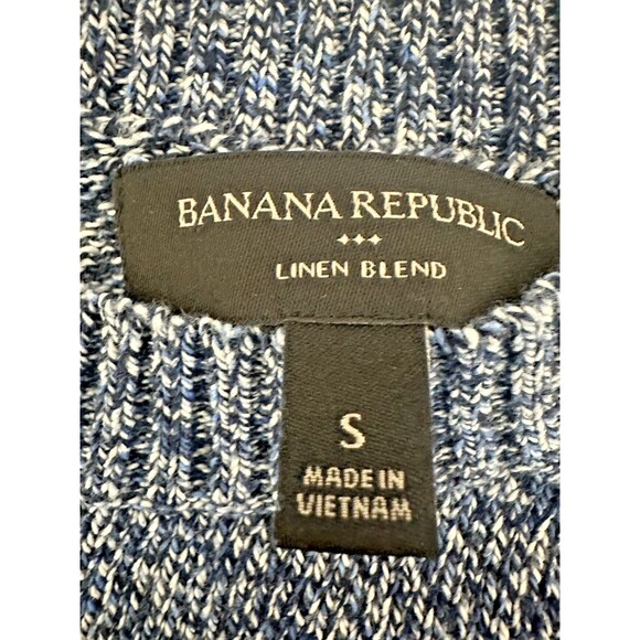 Banana Republic Linen cotton Blend Light Knit sweater Blue size S Preppy Casual - Picture 2 of 5